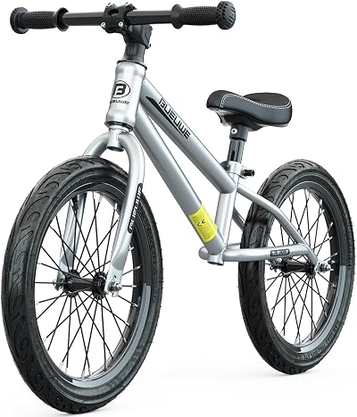Bueuwe 16 Inch Balance Bike Large Kids 4-9 Adjustable Seat Pneumatic Tires