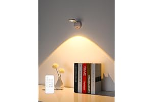 GARTO Spotlight Battery Operated, Motion Sensor Picture Light LED Cat-Eye Bulb Wall Sconce, Stick on Display Accent Lighting Dimmable 360° Rotation Rechargeable for Paintings (White, 1Pack-Remote)
