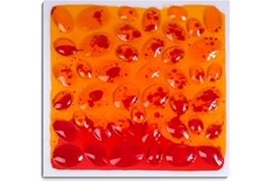 Onyoloy Sensory Floor Lava Tiles: Sensory Liquid Tiles Colorful Liquid Fusion Activity Play Mat, Textured Sensory Lava Tiles for Ages 3 to Adults, Square (Yellow Red) 11.8" X 11.8" Set of 1