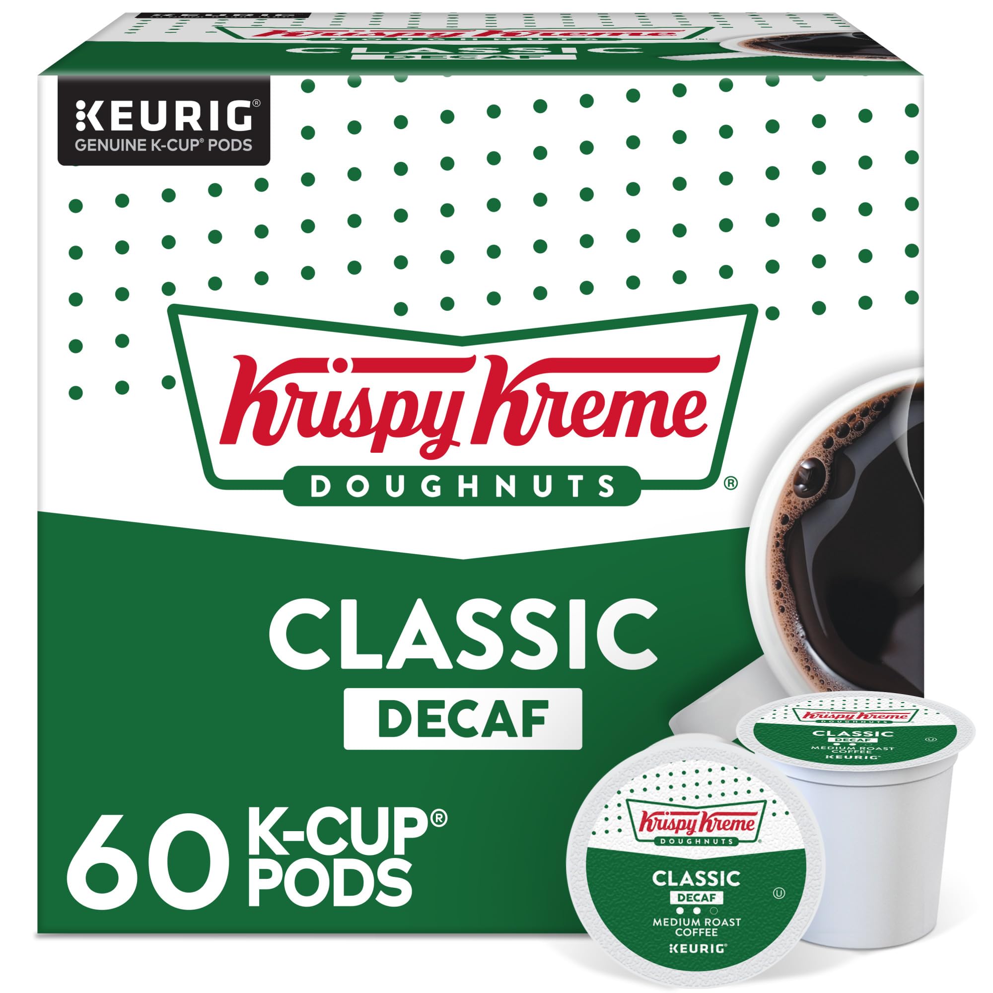 Krispy Kreme Classic Decaf Keurig Single-Serve K-Cup Pods, Light Roast Coffee, 60 Count (6 Packs of 10) Image