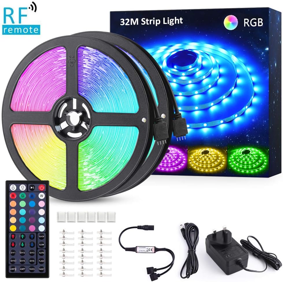 Novostella 32 Metres (105ft) RGB LED Strips Light Kit, Flexible Colour