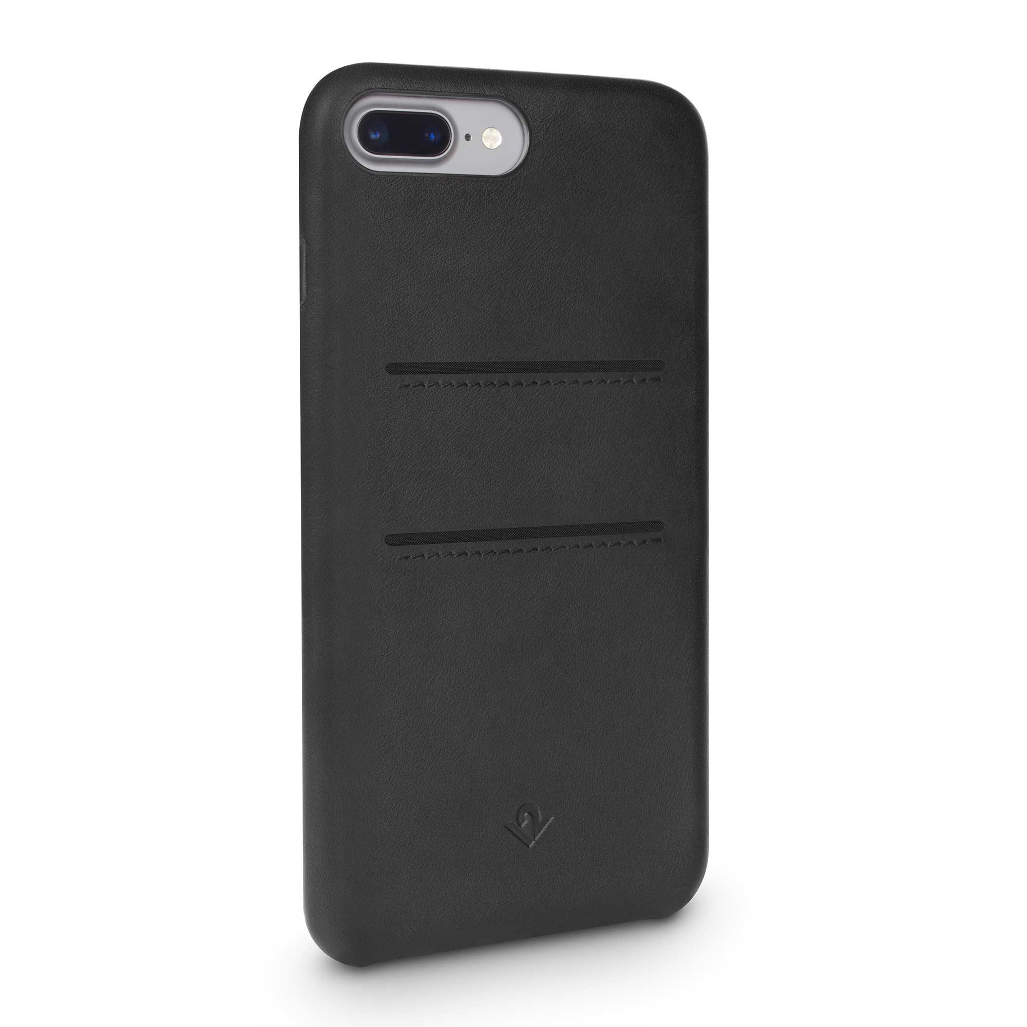 Twelve South Relaxed Leather Case for iPhone 8 Plus/ 7 Plus/ 6 Plus | Hand Burnished Leather Wallet Shell (black)