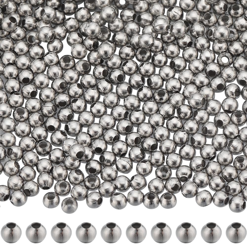 SUNNYCLUE 1 Box 3000Pcs Stainless Steel Beads Bulk 2mm Tiny Mini Round Bead Spacers Ball Beads Crimp Beads Seamed Rondelle Loose Spacer Beads for Jewellery Making Beading Kits DIY Bracelets Supplies