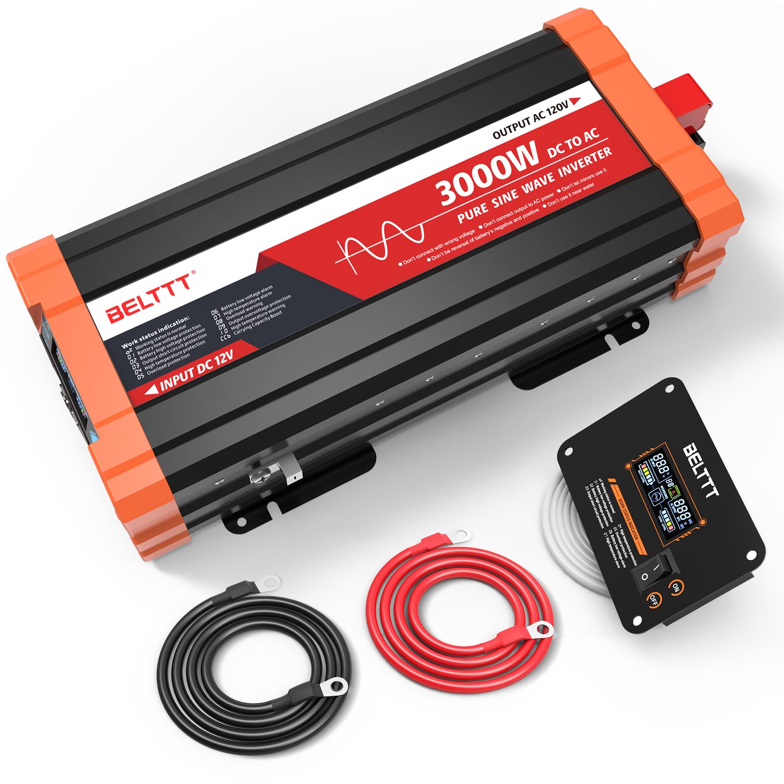 BELTTT 3000W Pure Sine Wave Inverter 12V DC to 120V