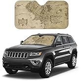 Bagea-Ka Middle Earth Map Pattern Car Windshield Sun Shade UV Rays Sun Visor Protector Lightweight Front Window Sunshade Small (51 x 27.5 Inch)