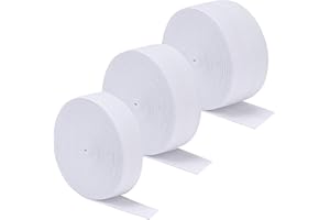 Sunmns 3 Rolls Sewing Stretch Elastic Band Spool, 3/5, 1, 1-1/2 Inch in Width, 5.5 Yards/Roll (White)