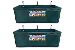 APRICOCK Large Feed Trough and Goat Feeder - 2 Pack Hanging Feeder with Clips, Waterer Bucket, Fence Feed Trough, Goat Supplies, 10 Quart