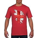 England Rugby T Shirt - Torn Shirt Design, 6 Nations Rugby, White and Red, Small Medium Large XL XXL, Rose