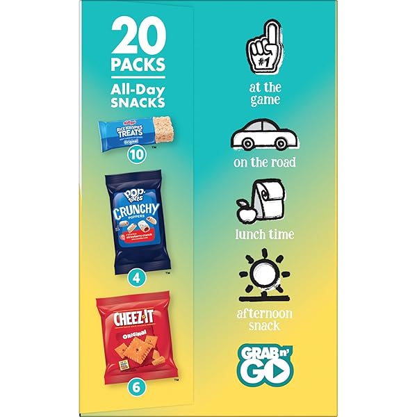 KELLOGG’S CHEEZ-IT, POP-TARTS & RICE KRISPIES TREATS ALL-DAY SNACKS VARIETY PACK, 17.6OZ BOX (20 COUNT)