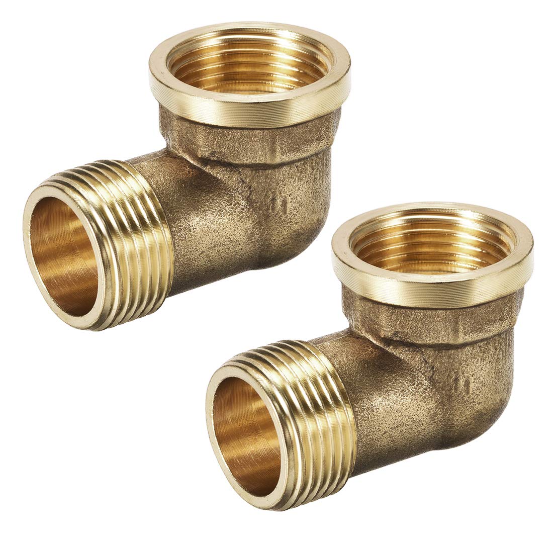 sourcing map Brass Pipe Fitting 90 Degree Elbow 3/4 (BSP) Male X 3/4 (BSP) Female 2pcs