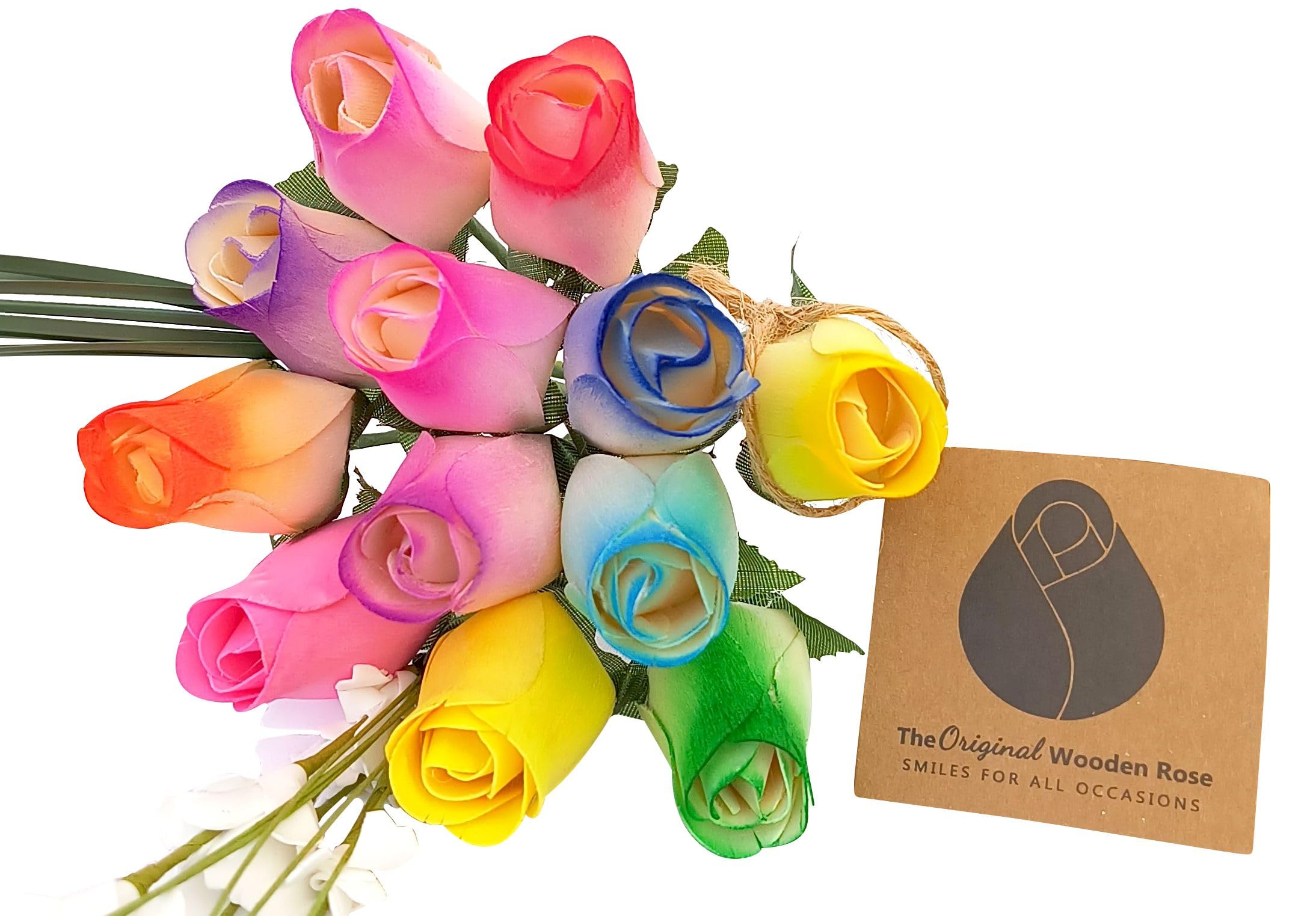 The Original Wooden Rose Spring Easter Flower Bouquet Closed Bud (1 Dozen)