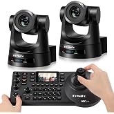 FoMaKo PTZ Camera Bundle, 30x Optical Zoom, AI Auto-Tracking Gen 3, PoE HDMI Bundle PTZ NDI PTZ Controller for Church Worship,Free NDI Upgrade (FMK30SDIx2+KC608) BH302