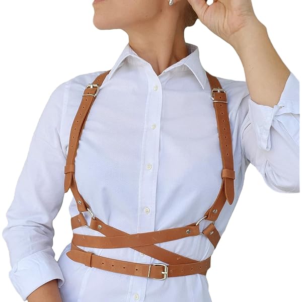 8211 Women Harness Belt Halloween Punk Waist Body Chain Belts, Brown Widyany Punk Women Waist Belts PU Leather Fashion Body Chain  main image 2