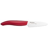 Kyocera Advanced Ceramic Revolution Series 3-inch Paring Knife, Red Handle, White Blade