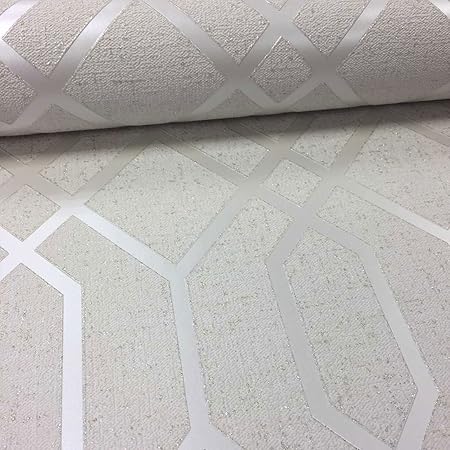 Geometric 3d Effect Glitter Wallpaper Trellis Textured Vinyl