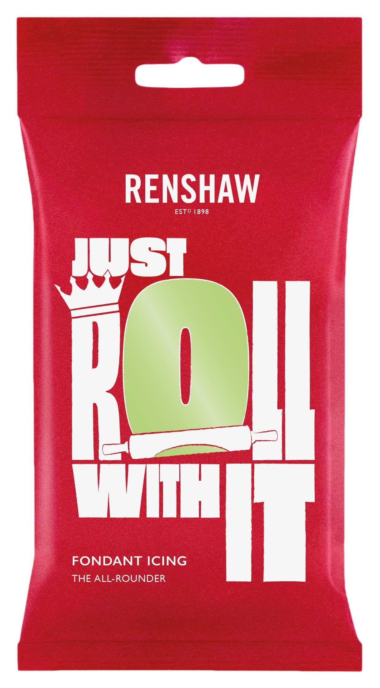 Renshaw Pastel Green Just Roll With It Fondant Icing, 250 g (Pack of 1) - Ready to Roll Icing for Cakes