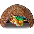 SunGrow Betta Fish Cave, Habitat Made from Coconut Shell, Soft-Textured Smooth Edged Spacious Hideout, for Resting and Breeding, 1 Pc