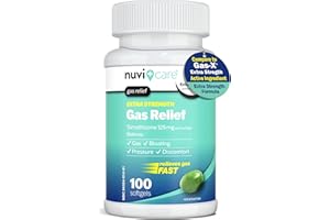 NUVICARE Extra Strength Gas Relief - Simethicone 125mg Softgels - Fast Anti Gas Bloating Relief - Compare to The Active Ingredient in Gas-X Anti Gas Pills - Stomach Gas Relief for Adults (100 Count)