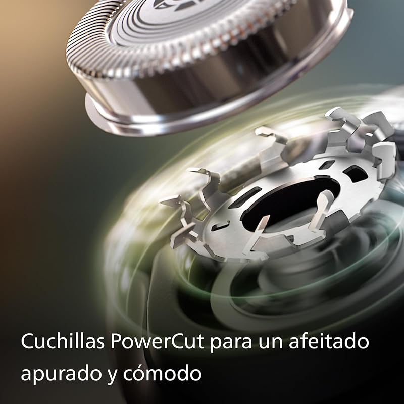 Serie 3000 Afeitadora Eléctrica Hombre, Máquina de Afeitar Barba con Cortapatillas, 27 cuchillas, Cuida la piel, 60min de uso, En Seco y Húmedo, Recargable, Funda, S3241/12, Gris