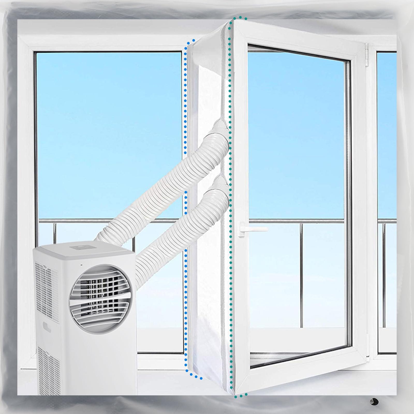 IKSTAR 100CM(17") Portable AC Window Seal Kit for Casement/Crank/Push Out/Skylights Window: Upgrade Air Conditioner Window Vent Kit Fits 39"x99" Fiberglass Portable AC Window