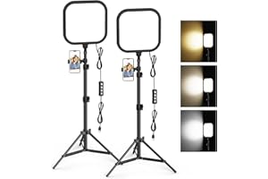 2Pack LED Video Light Kit, Hagibis 15W Photography Lighting Kit, 78" Dimmable Studio Lights with Tripod, 2500-8500K Stream Light for Video Recording, Game Streaming, Photography, Tiktok, YouTube