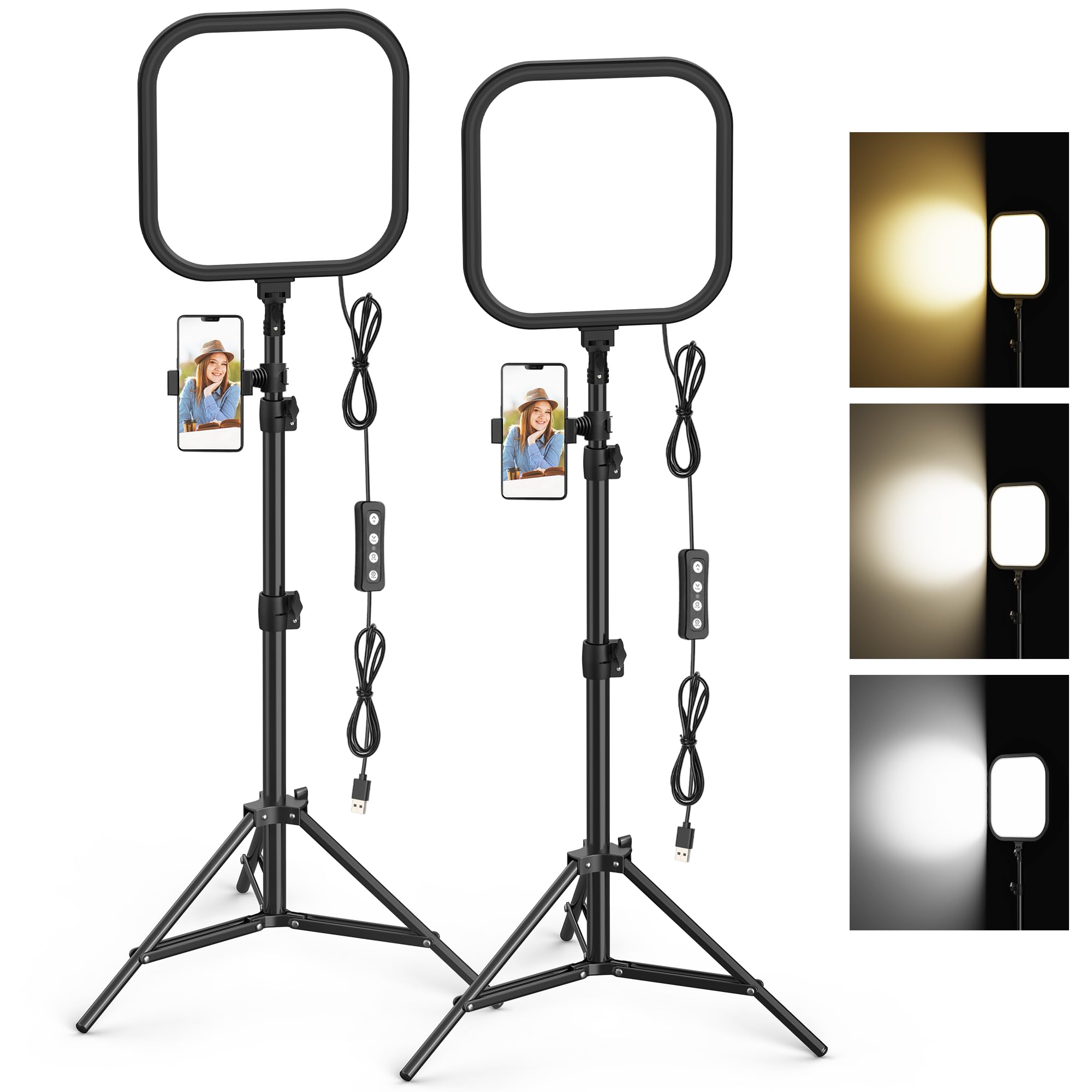Photo 1 of 2Pack LED Video Light Kit, Hagibis 15W Photography Lighting Kit, 78" Dimmable Studio Lights with Tripod, 2500-8500K Stream Light for Video Recording, Game Streaming, Photography, Tiktok, YouTube