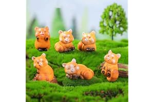 LONCESS Red Panda Fairy Garden Accessories, Mini Raccoon Figurines, Miniature Ailurus Fulgens Ornament for Micro Landscape, Flower Plant, Outdoor Decoration, Home Decor, Cake Toppers, DIY Crafts, Car Decor