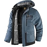 LEDUNTINO Men's Winter Skiing Jacket Water-Resistant Fleece-Lined Casual Coat Composite Outdoor Apparel with Hood