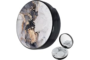 LRITER Contact Lens Case, Portable Contact Lens Cases Leak-Proof Contact Lens Box Holder with Mirror, Suitable for Daily Makeup Office Travel Outdoor. (Black Gold Marble)