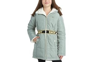 DKNY Girls’ Jacket – Reversible Heavyweight Quilted Parka Coat with Sherpa Lining – Reversible Jacket for Girls (4-16)