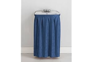 Castle Selection Fabric Sink Skirt Intersecting Leaves Pattern, Self Adhesive Water Repellent Vanity Cover (Blue)