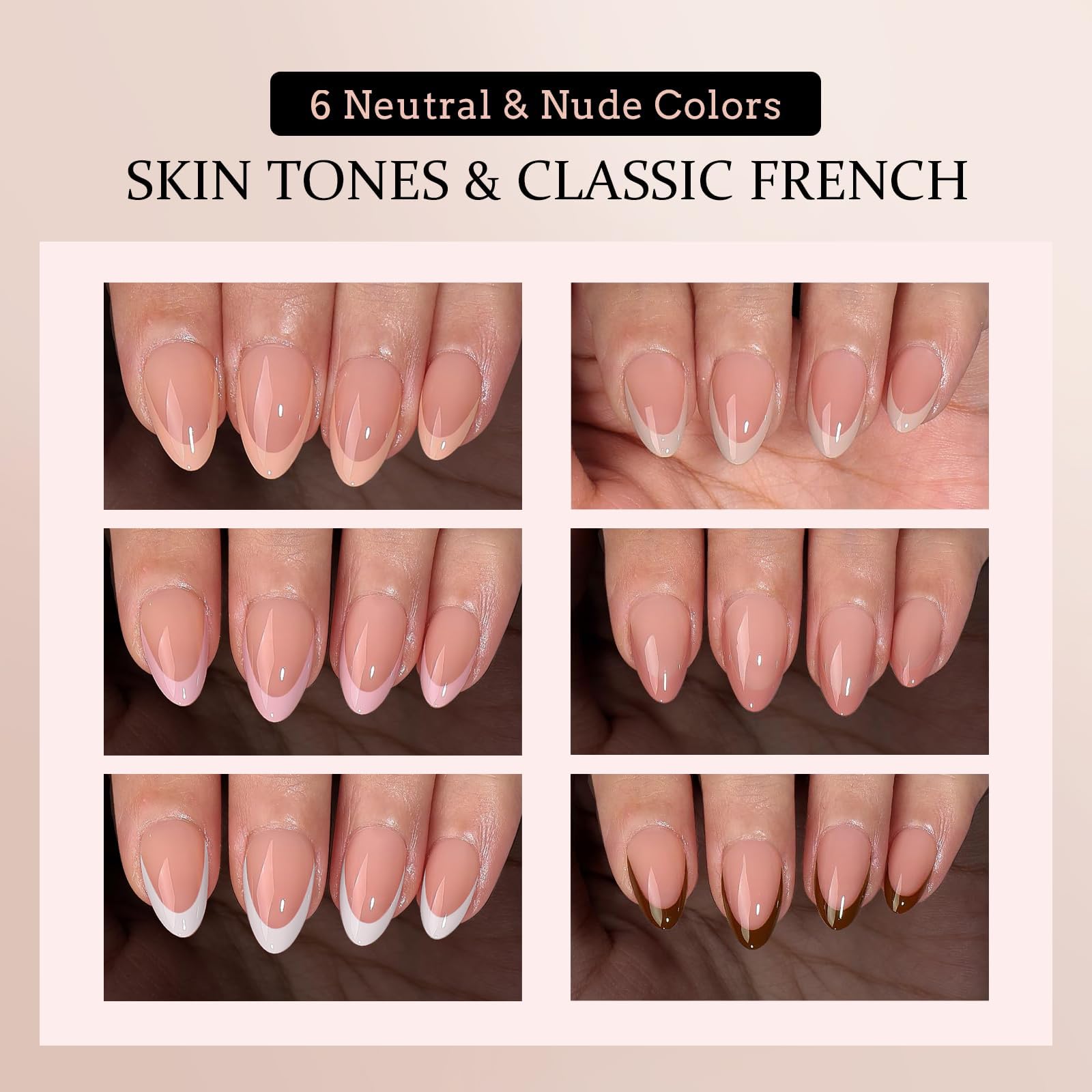 Jsiallye 6 Packs 180pcs French Tip Press on Nails Short Almond - French Soft Tip Nails Gel Pre-shaped No File Need,Soak Off Acrylic Fake Nails Extensions for Women Nail Art DIY 15 Sizes - Image 4