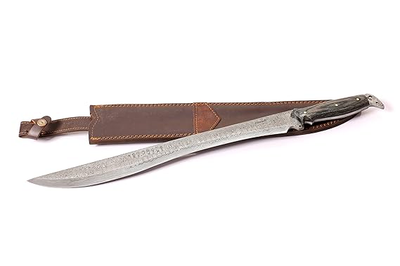 Perkin Damast Stahl Messer - 61 cm Feststehendes Jagdmesser Schwert - SDPH