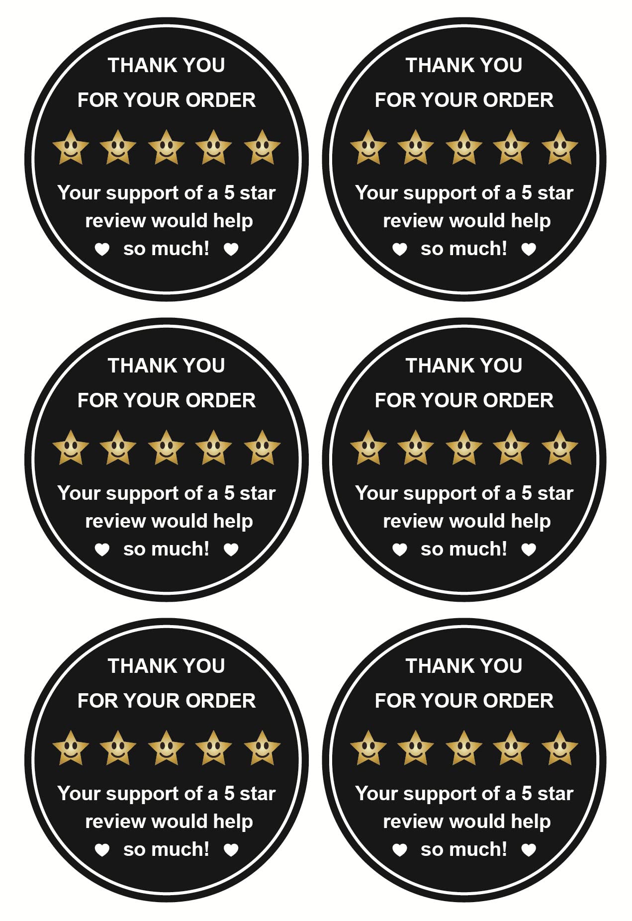 For Review Label Mua 5 Star Review Delivery Labels,2 inch 300pcs Thank You for Your ...