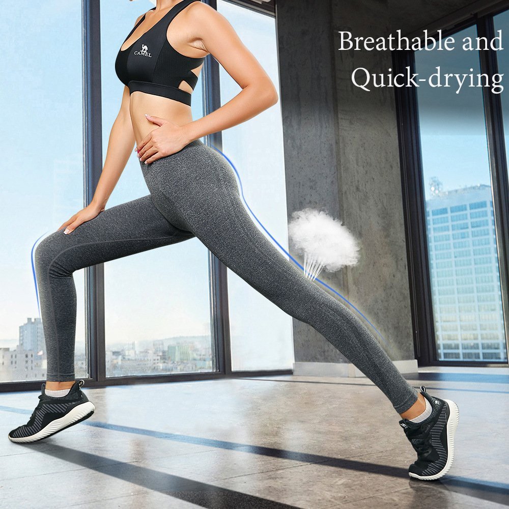 Camel Yoga Pants Gym Leggings High Waist Tights Comfortable Fitness Trousers Sport Sweatpants Workout Pants，Quick-drying