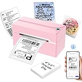 HKHKPI Bluetooth Thermal Label Printer,4x6 Shipping Label Printer | Wireless Label Printer for Small Business and Shipping Package, Compatible with iPhone, Android, Shopify, Amazon, USPS, Pink