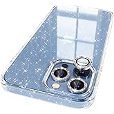 Choiche Compatible iPhone 13 Pro Max Case Cute, Women Clear Glitter Bling Sparkly Case, [3 x Diamond Camera Lens Protectors] 