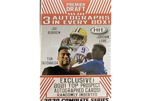 SAGE HIT 2020 SAGE FOOTBALL LOW & HIGH COMPLETE SERIES HIT PREMIER DRAFT Factory Sealed BLASTER BOX (73 Cards: 50 base cards, 20 exclusive parallels and 3 AUTOGRAPHS Chase autographed rookie cards of Joe Burrow, Tua Tagovailoa, and even 2021 Draft Class Players Amazing gift for the football fan in your family Bonus 3 Random cards of your favorite team - Must message choice before it is shipped