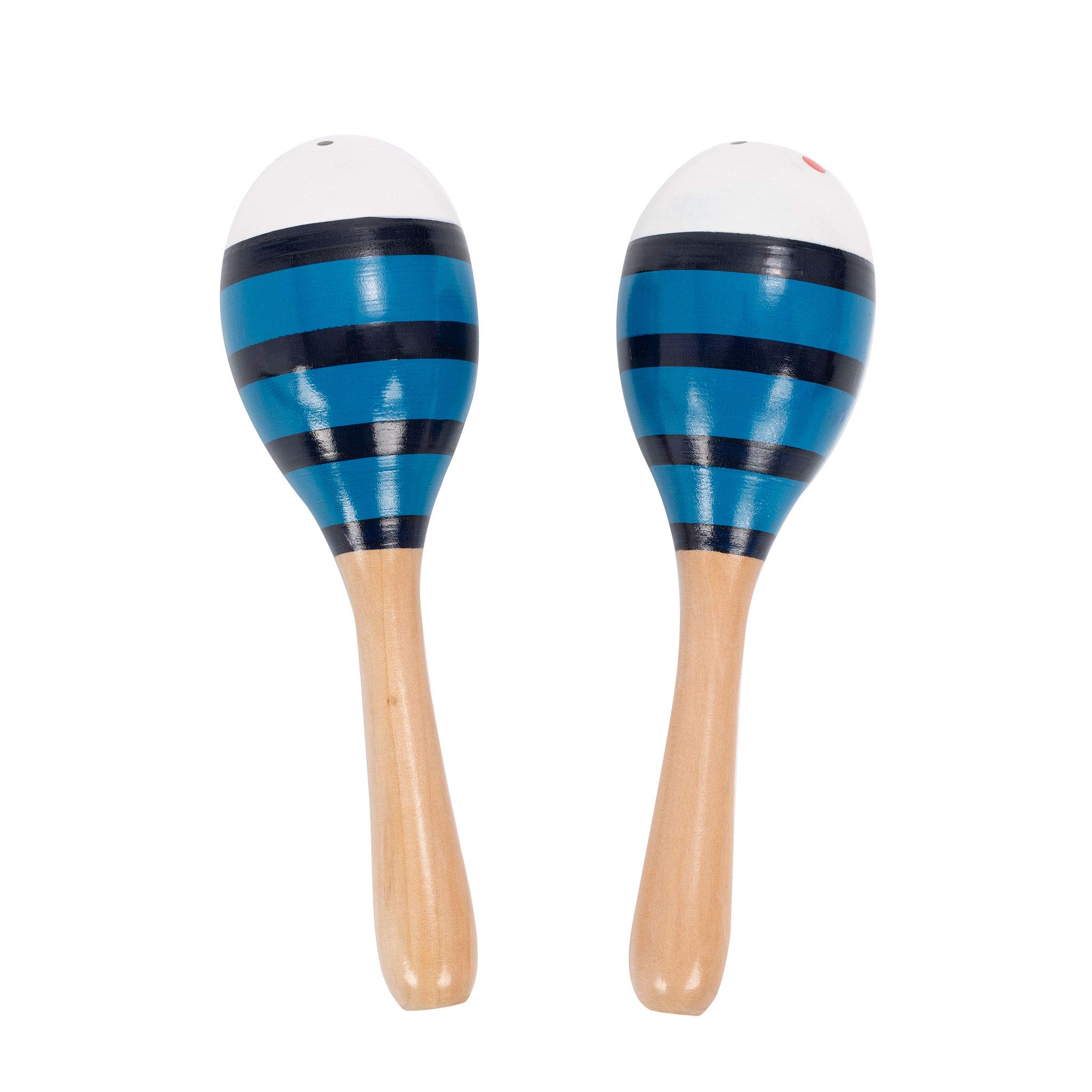 Percussion Plus PP3112 Wooden Maracas, Blue Stripes