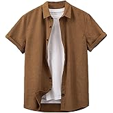 Verdusa Men's Casual Button Down Shirt Short Sleeve Collared Top