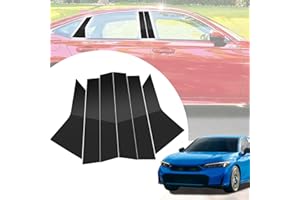 SKYLOTEC 6pcs Glossy Black Exterior Door Window Pillar Posts Molding Cover Panel Trim Stickers Side Door Window Cover Trim Kits for Honda Civic 11th Gen 2022 2023 2024 2025 Accessories