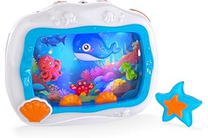 CHEFFUN Baby Aquarium Toy, Sleep Soother Musical Crib Toy, Sea Animal Sensory Dream Soother for Newborns 0-6 Months, Sound Machine with Light & Soothing Sound for Infant Crib Hanging & Car Seats Travel (Blue)
