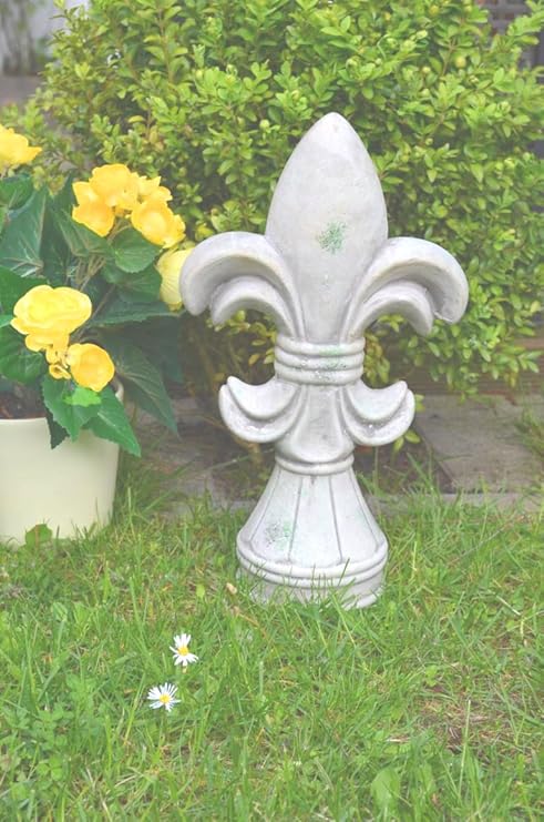 Lilie Keramik Skulptur grau Gartenskulptur Gartenfigur Gartendekoration Deko antik Optik ca. 36cm