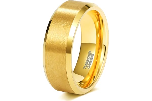 TRUMIUM 4mm 6mm 8mm Tungsten Rings for Men Women Silver Blue Black Gold Wedding Bands Matte Finished Beveled Edges Comfort Fi
