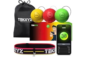 GlowFlex™ Reflex Ball with Counter App, Glow-in-The-Dark | TekXYZ® Online Community for Boxing Ball, Ideal for Coordination, 