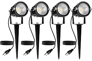 REEGOLD Outdoor Spotlight Warm White 2700K, 10W LED Spot Lights Outdoor for Yard Garden Tree, 120V Plug in Landscape Lighting with IP65 Waterproof for Halloween Christmas Decor, 4 Pack