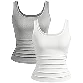 SOLY HUX Women's Basic Tank Tops 2 Packs Scoop Neck Sleeveless Ribbed Fitted Layer Shirts