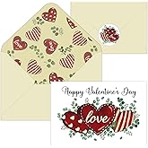 IANFEPH 24 Pack Happy Valentines Day Cards with Envelopes Stickers - 4 x 6 Inch Romantic Anniversary Card Watercolor Blank Valentine Note Card Gifts for Her, Him, Wife, Wedding (Green Eucalyptus Love)