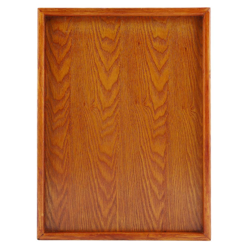 Wooden Tea Tray,Traditional Chinese Japanese wooden rectangular tea tray coffee fruit snack tray, widely used in restaurants(36 * 27cm)