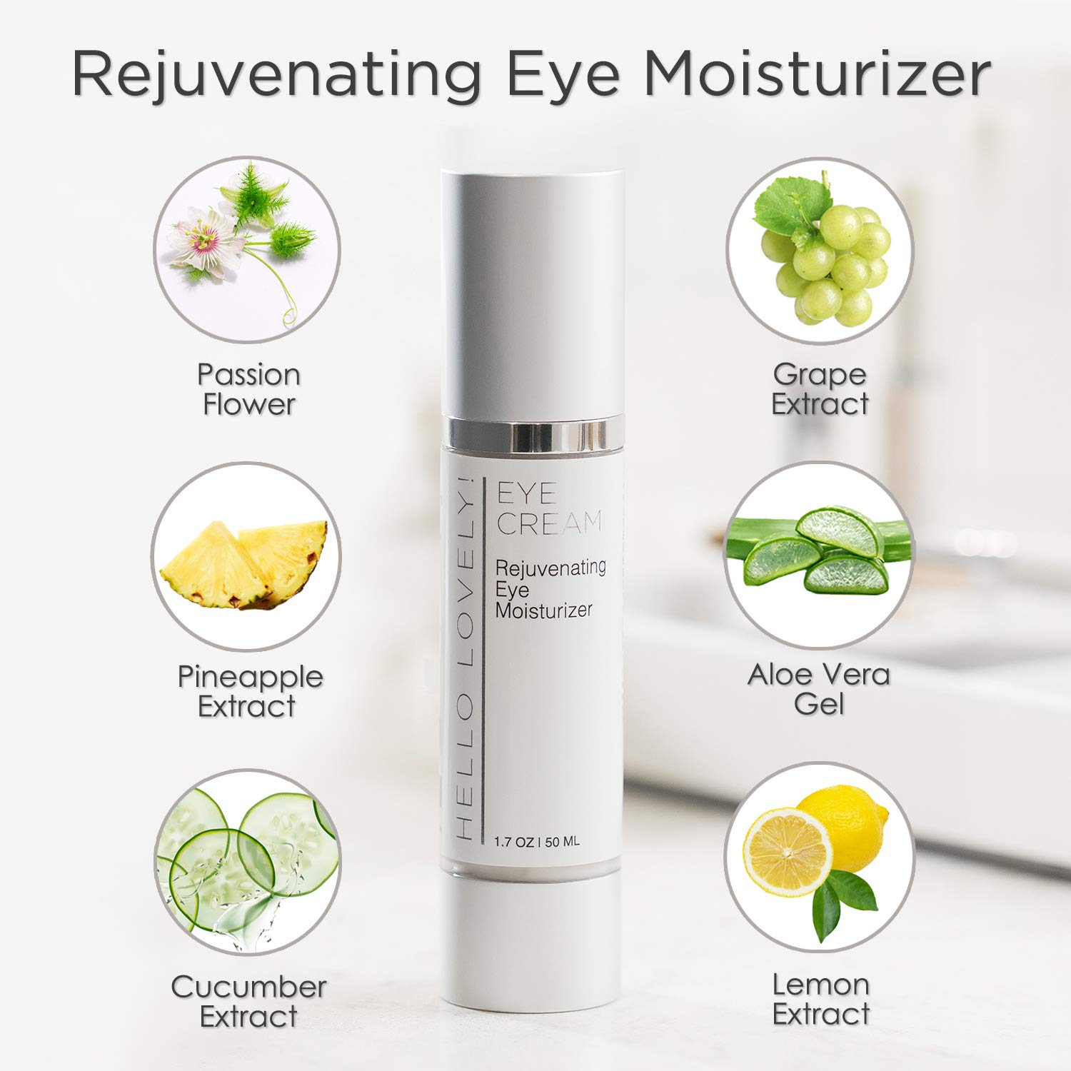 Anti Aging Eye Cream Moisturizer for Under Eye Bags, Dark Circles, and Puffiness - Reduce Wrinkles, Fine Lines, and Crows Feet - Made in USA - 1.7 fl oz Unscented: Beauty